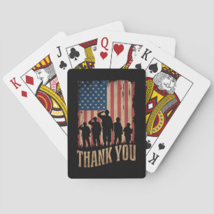 Thank You Veterans Day American Flag Vintage Poker Cards