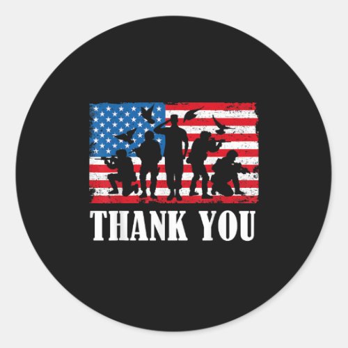 Thank You Veterans Day Memorial Day Partiotic Classic Round Sticker