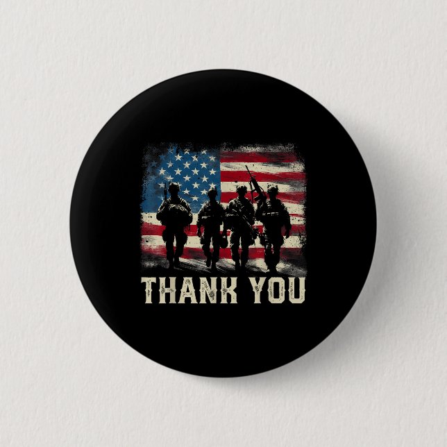 Thank You Veterans Day Memorial Day Partiotic Usa  Button (Front)