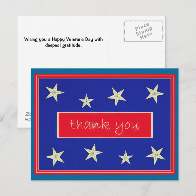 Thank You  ... Veterans Day Postcard (Front/Back)