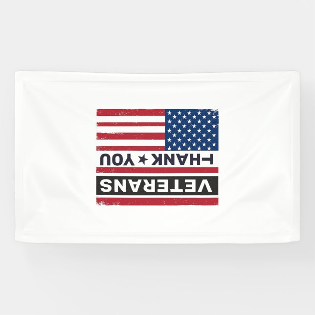 Thank You Veterans Distressed Flag Vector Design_1 Banner (Horizontal)