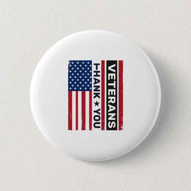 Thank You Veterans Distressed Flag Vector Design_1 Button (Front)