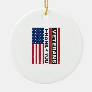 Thank You Veterans Distressed Flag Vector Design_1 Ceramic Ornament