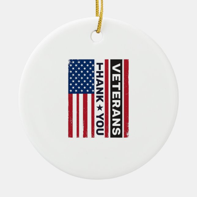 Thank You Veterans Distressed Flag Vector Design_1 Ceramic Ornament (Front)