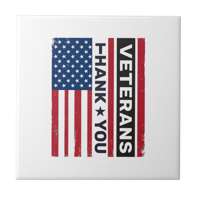 Thank You Veterans Distressed Flag Vector Design_1 Ceramic Tile (Front)