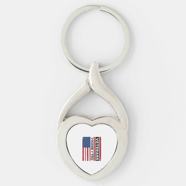 Thank You Veterans Distressed Flag Vector Design_1 Keychain (Front)