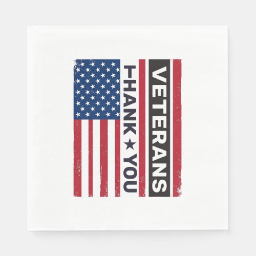 Thank You Veterans Distressed Flag Vector Design_1 Napkins