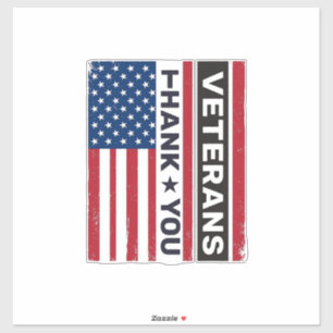 Thank You Veterans Distressed Flag Vector Design_1 Sticker
