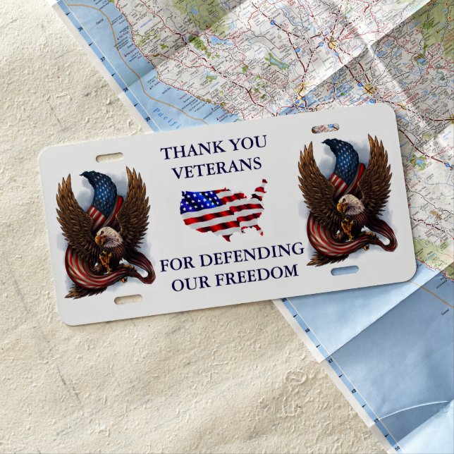 THANK YOU VETERANS FOR DEFENDING OUR FREEDOM LICENSE PLATE (In Situ)