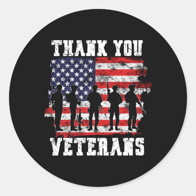 Thank You Veterans For Veterans Day Classic Round Sticker (Front)