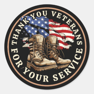 Thank You Veterans for Your Service Classic Round Sticker