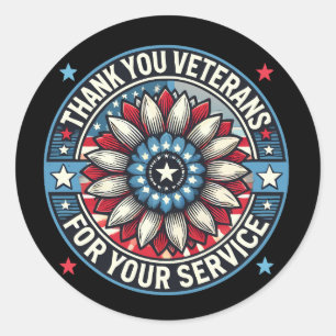 Thank You Veterans for Your Service Classic Round Sticker