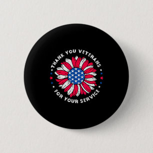 Thank You Veterans For Your Service Sunflower Vete Button