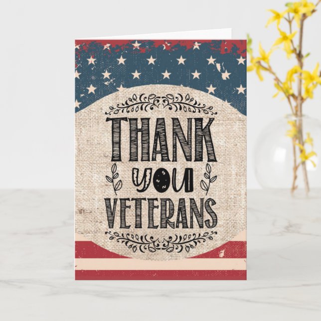 Thank You Veterans Greeting Card (Yellow Flower)