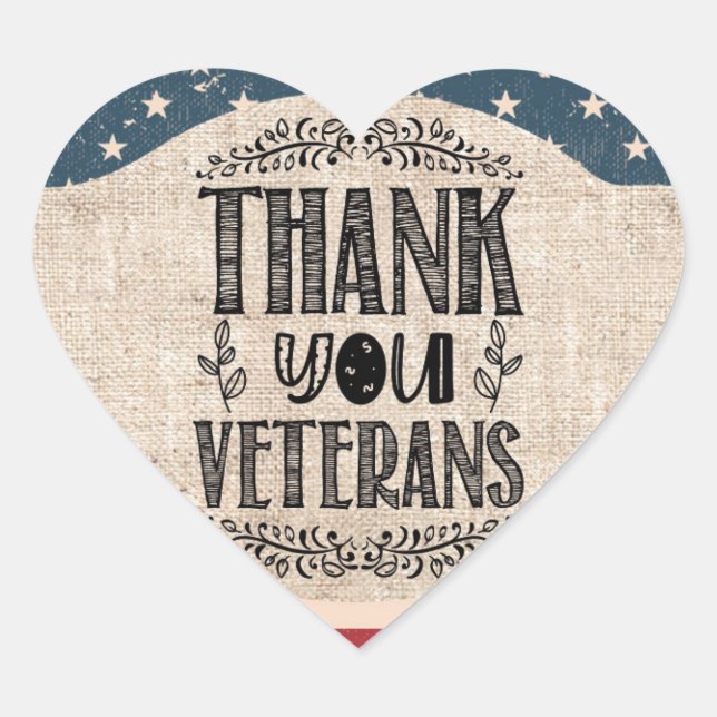 Thank You Veterans Heart Sticker (Front)