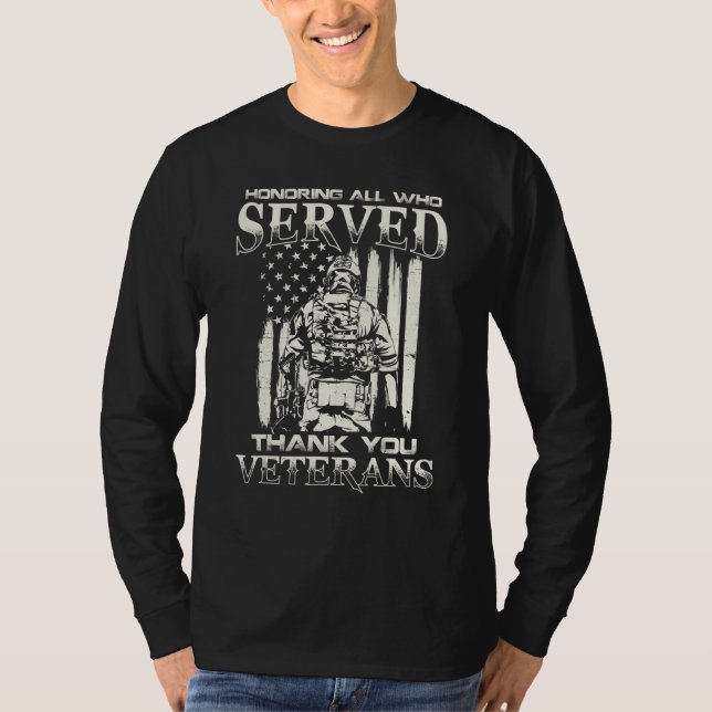 Thank You Veterans Honoring All Who Served T-Shirt (Front)
