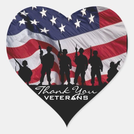 Thank You Veterans Heart Stickers - eatlovepray