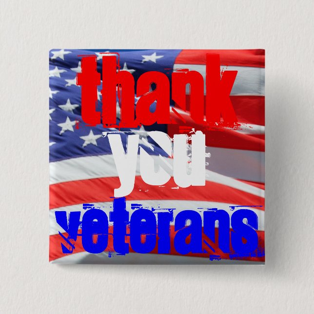 Thank You Veterans Love Respect Gratitude Pinback Button (Front)