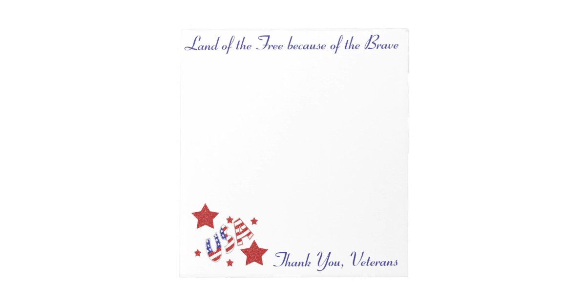 Thank You Veterans Notepad | Zazzle