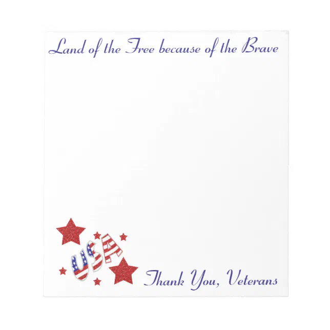Thank You Veterans Notepad | Zazzle