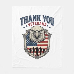 Thank You Veterans Patriotic Eagle Shield Shirt_1 Fleece Blanket