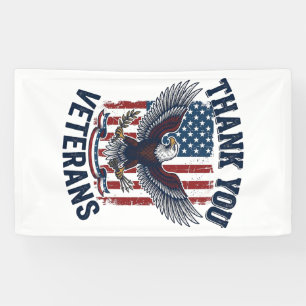 Thank You Veterans Patriotic Eagle Vintage Banner