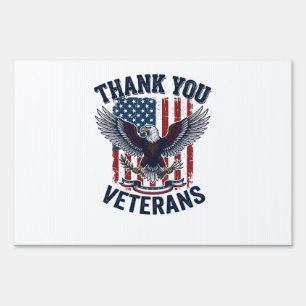 Thank You Veterans Patriotic Eagle Vintage Sign