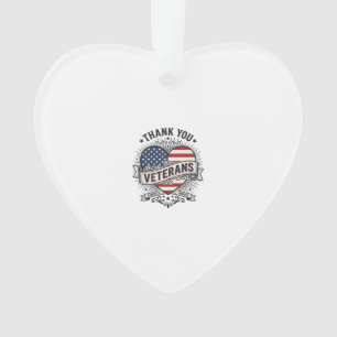 Thank You Veterans Patriotic Heart Vector Design_1 Ornament