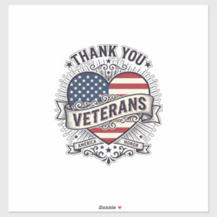 Thank You Veterans Patriotic Heart Vector Design_1 Sticker