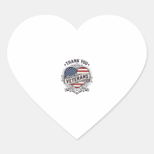 Thank You Veterans Patriotic Heart Vector Design_1 Sticker