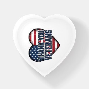 Thank You Veterans Patriotic Heart Vintage Design_ Paperweight