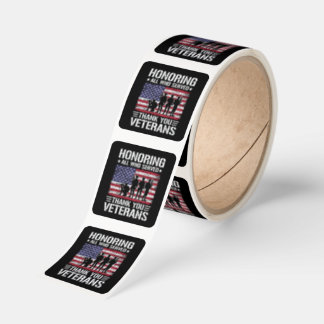 Thank You Veterans Patriotic Military Service Gift Square Sticker