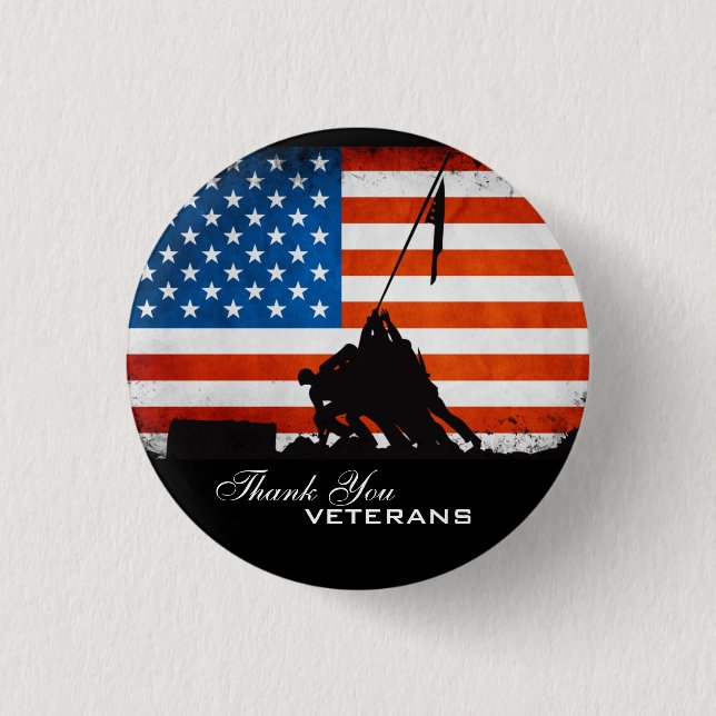 Thank You Veterans Pinback Button (Front)
