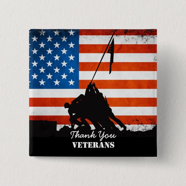 Thank You Veterans Pinback Button (Front)