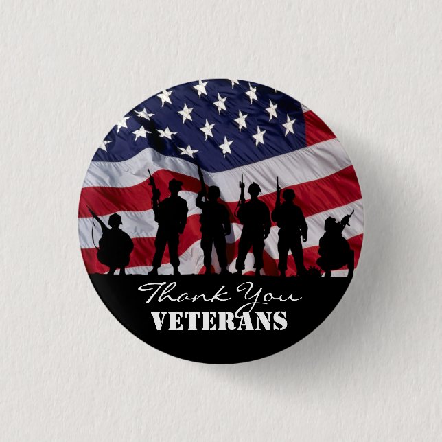 Thank You Veterans Pinback Button (Front)