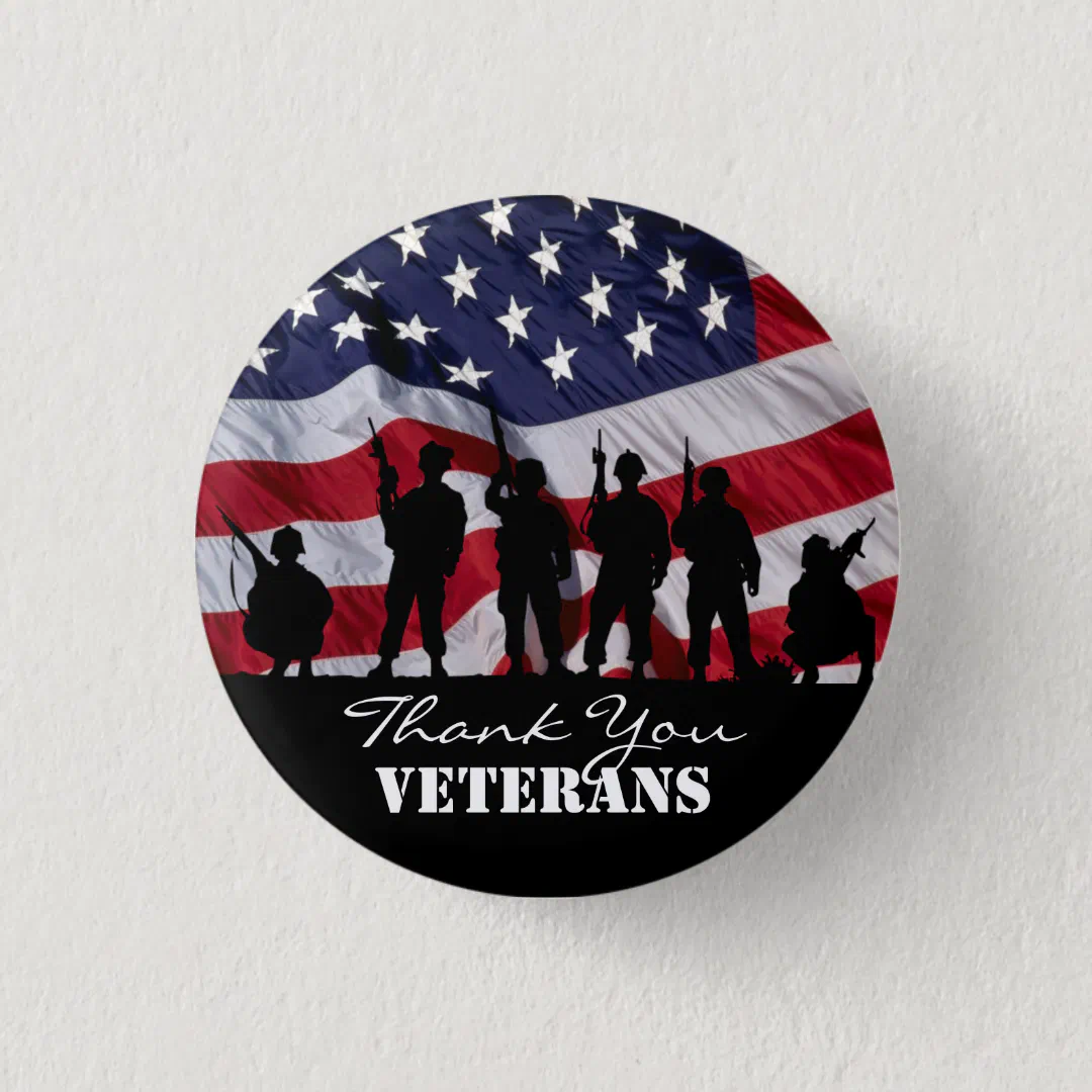 Thank You Veterans Pinback Button (Front)