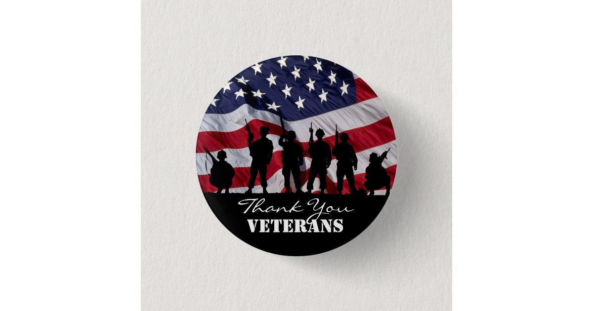Thank You Veterans Pinback Button
