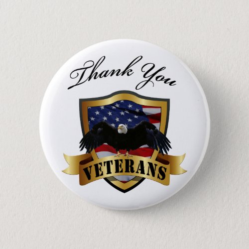 Thank You Veterans Pinback Button