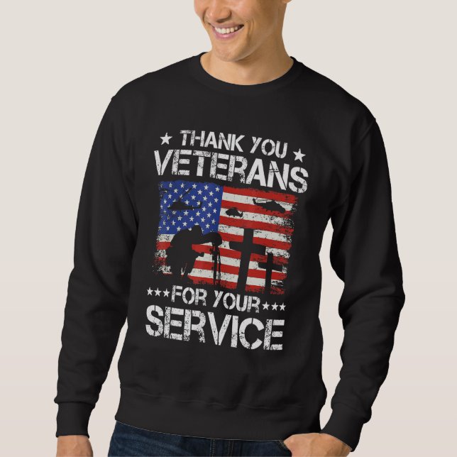 Thank You Veterans Poppy Flower Combat Boots Veter Sweatshirt (Front)