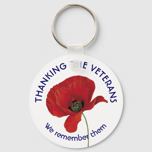 Thank You Veterans Poppy Keychain (Front)