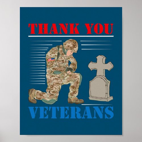 Thank You Veterans Proud Soldier American Pride Poster