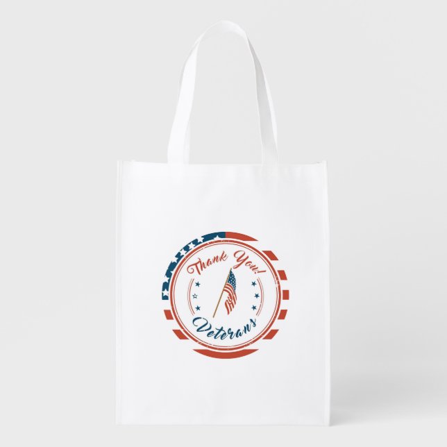 Thank You Veterans Reusable Grocery Bag (Front)