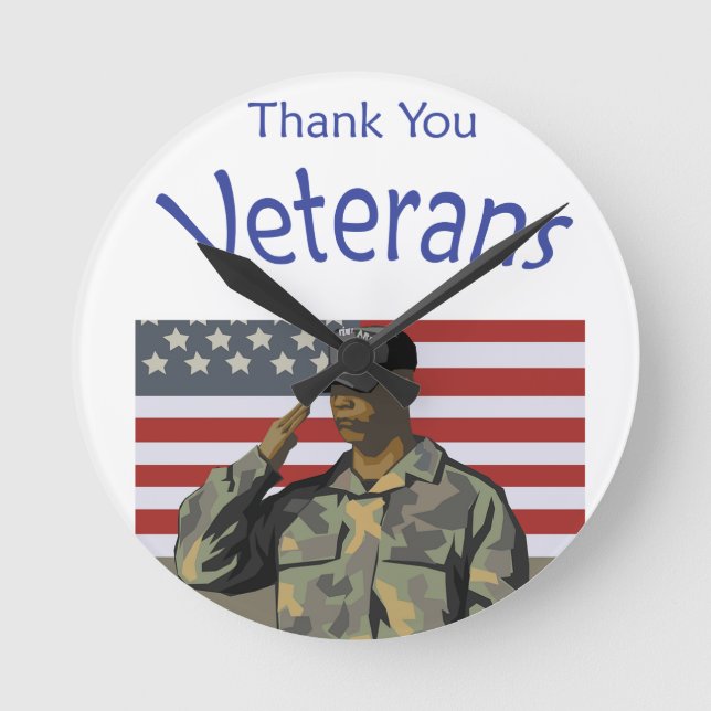 Thank You Veterans Round Clock (Front)
