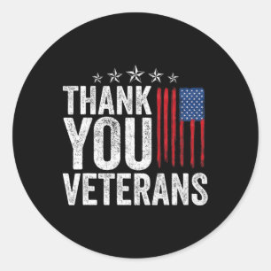 Thank You Veterans Service Patriot Veteran Day Ame Classic Round Sticker