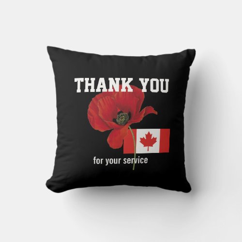THANK YOU Veterans Servicemen Poppy CANADA Throw Pillow