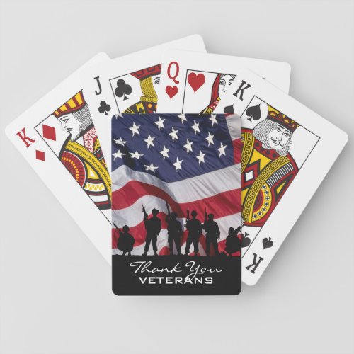 Thank you Veterans _ Soldiers silhouette Playing Cards