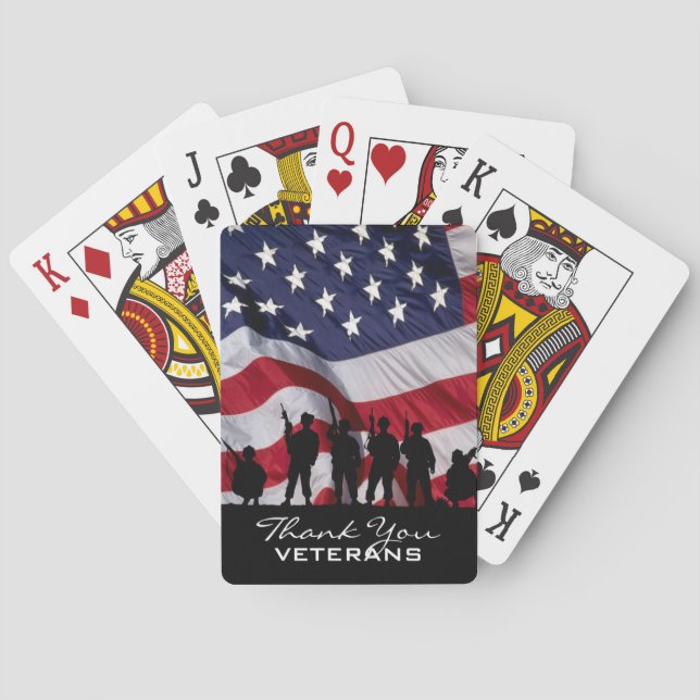 Thank you Veterans - Soldiers silhouette Poker Cards (Back)