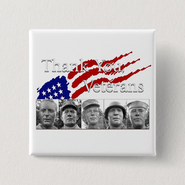 Thank You Veterans square Button (Front)