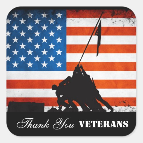 Thank You Veterans Square Sticker