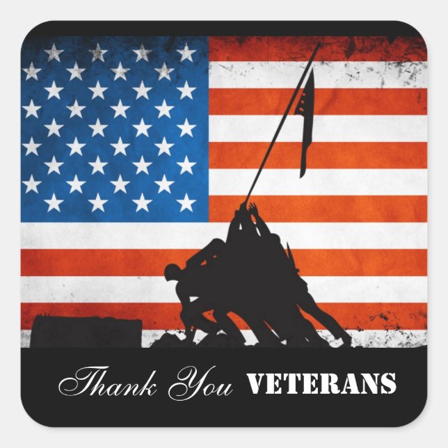 Thank You Veterans Square Sticker (Front)